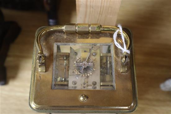 A brass cased hour repeating carriage clock height 13cm